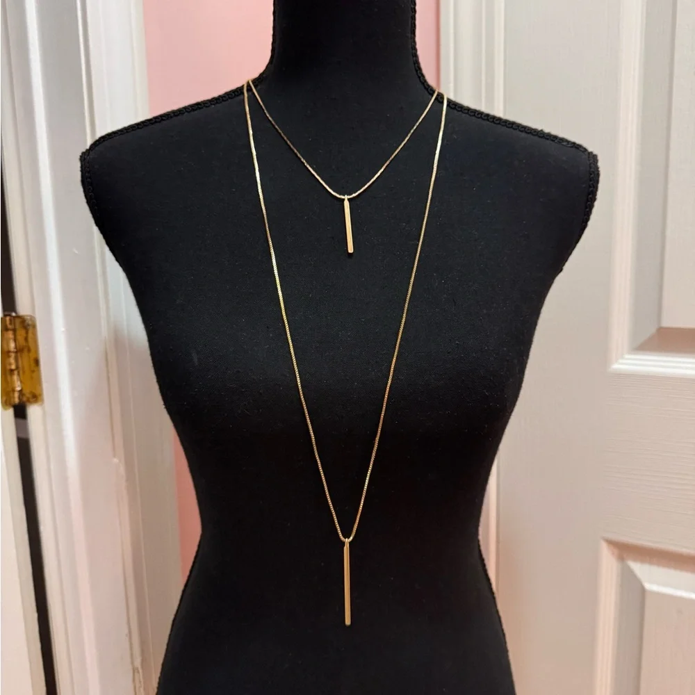 NWT Kelly & Katie Layered Bar Pendant Gold Y Necklace body chain